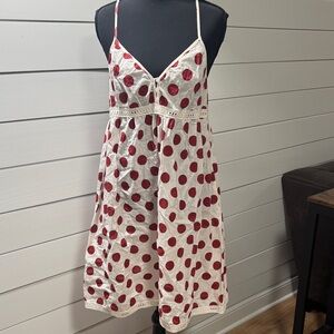 Goldfish Women’s White and Red Polka Dot Dress with spaghetti Straps Size Medium